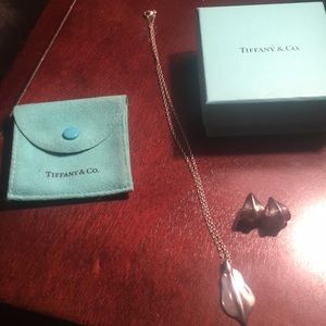 Tiffany & Co. Nature Leaf Pendant and Earrings